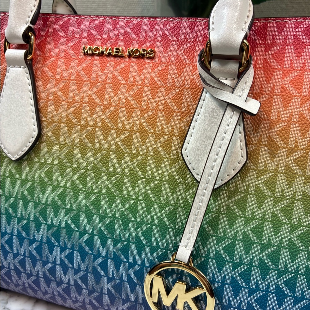 NWT Michael Kors Rainbow Pride Medium Sheila Satchel Bag - MSRP $558 - Picture 2 of 10